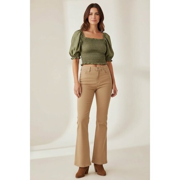 Old Navy Tops - Old Navy Women's Dark Green Puff Sleeve Top